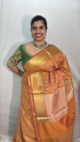 Vriksham Orange Katan Tanchoi Soft Silk Saree-VS4486